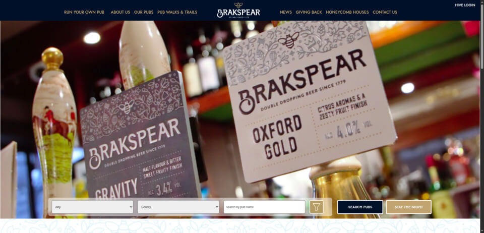 Brakspear pub chain website preview